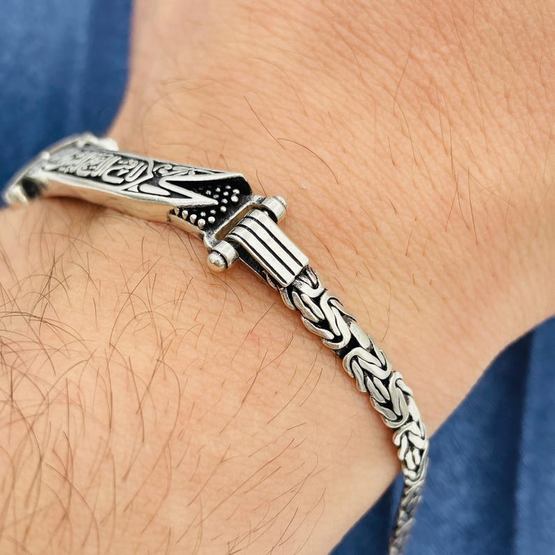 Zulfiqar Flat King's Chain Sterling Silver Bracelet